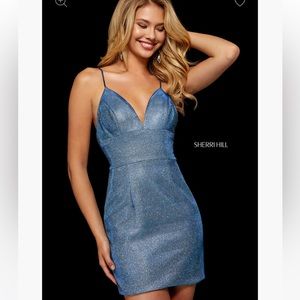 Sherri Hill, Size 6, Electric Blue, Glitter Stretch Cocktail Dress